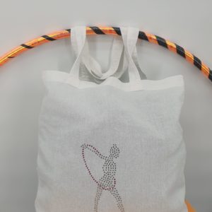 Totebag blanc strass cerceau rose