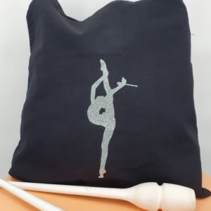 Tote-bag flocage massues argent pailleté