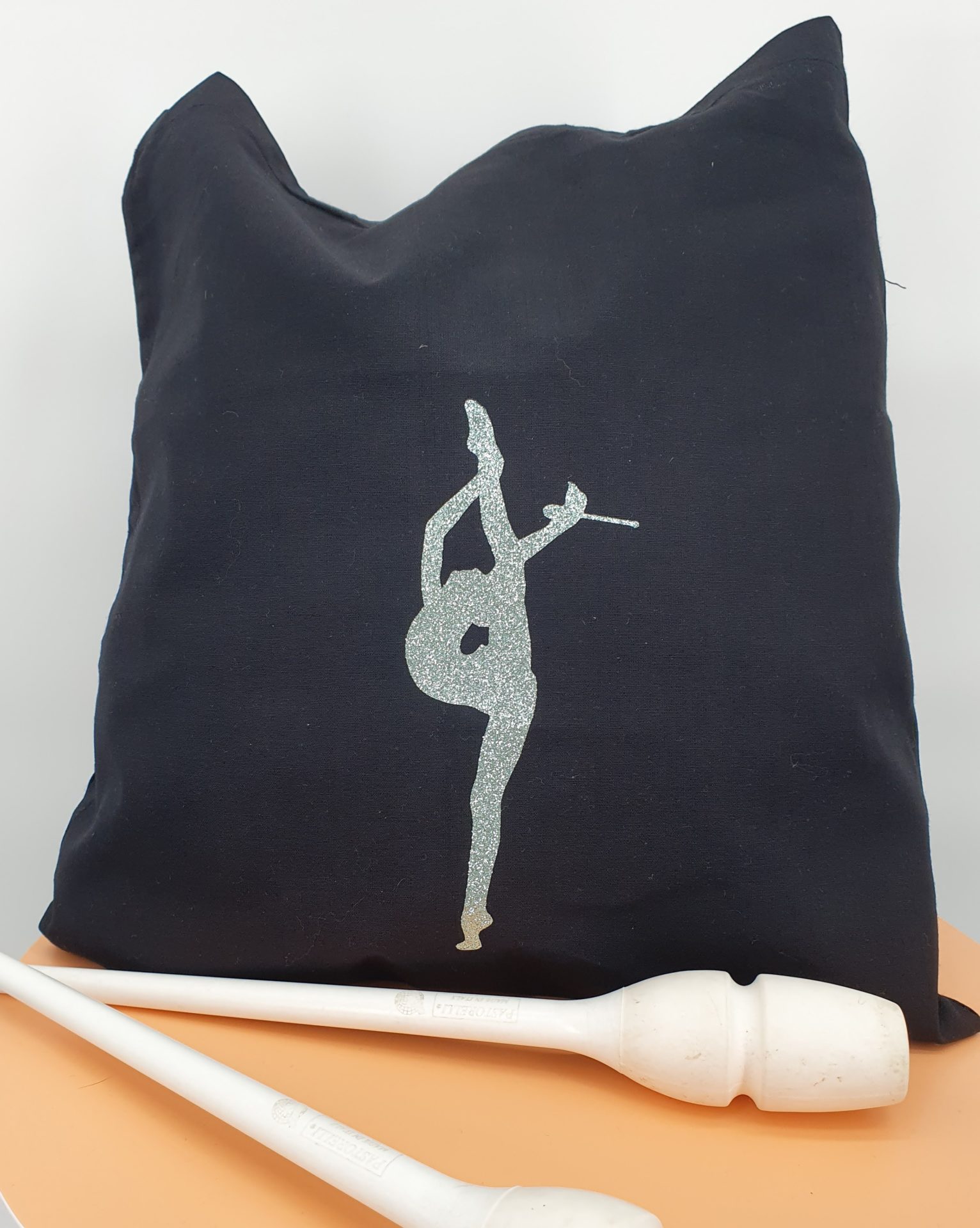 Tote-bag flocage massues argent pailleté
