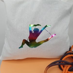 Tote-bag blanc flocage corde multicolors